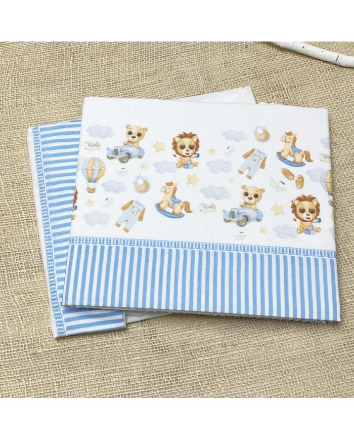 Tríptico de cuna Algodón estampado leon 60x120 073-122