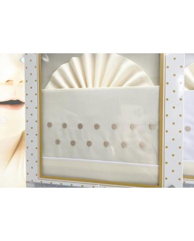 Tríptico de cuna 100 % algodón bajera 40x80cm bordado Panetes 391