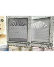 Tríptico de cuna 100 % algodón bajera bordado corazon/estrellas 40x80cm 391