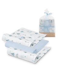 Pack 3 gasas Bambú 55x70 Interbaby AZUL 98976-01