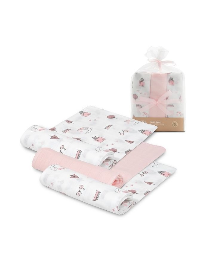 Pack 3 gasas Bambú 55x70 Interbaby ROSA 98976-02