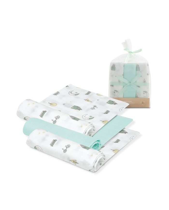 Pack 3 gasas Bambú 55x70 Interbaby VERDE 98976-58