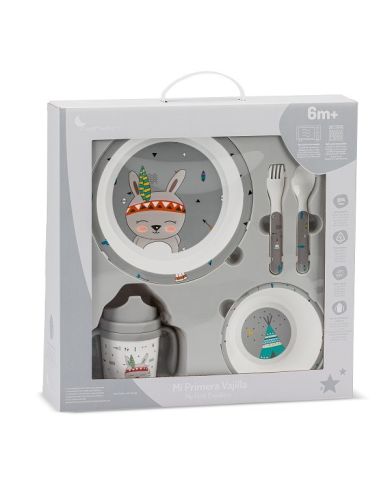 Set vajilla 5 piezas INDIO GRIS Interbaby Set16