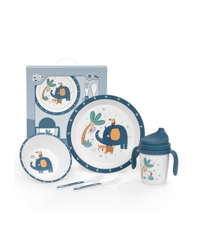 Set vajilla 5 piezas JUNGLA AZUL Interbaby Set37