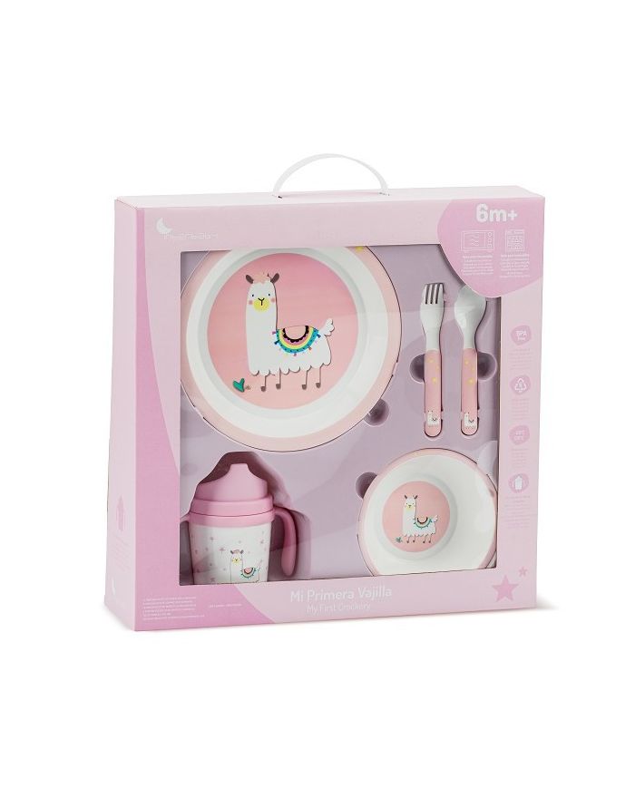 Set vajilla 5 piezas LLAMA ROSA Interbaby Set18