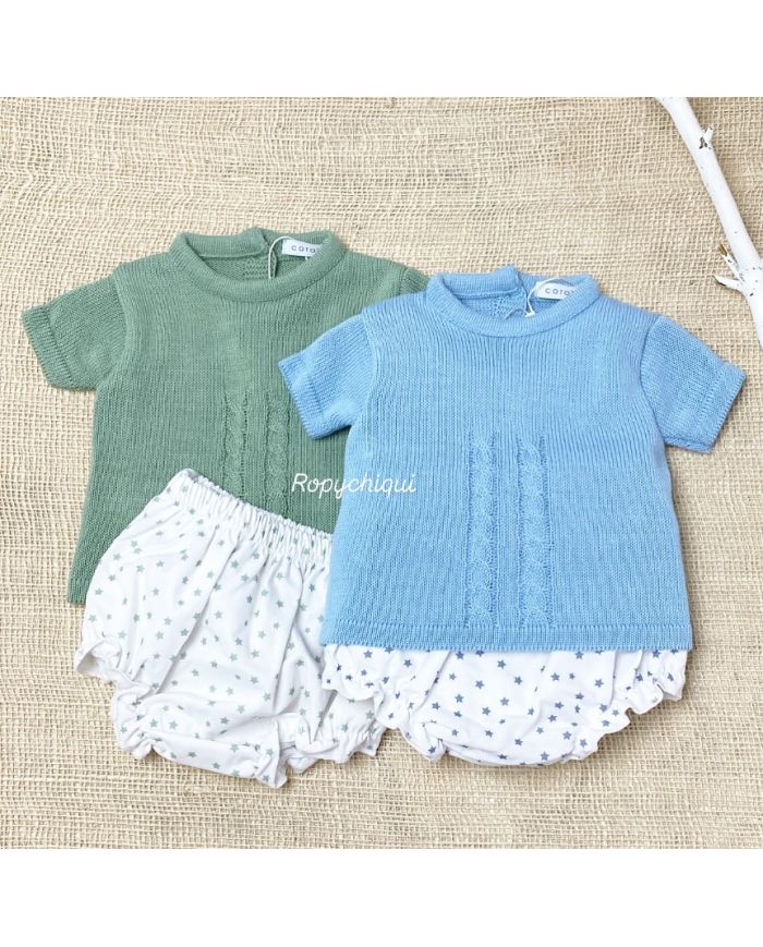 Conjunto 2 piezas punto y braga forrada tela 1010RA06