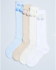 Calcetín calado alto con pompón 6 unidades (caja) Ysabel Mora 02852