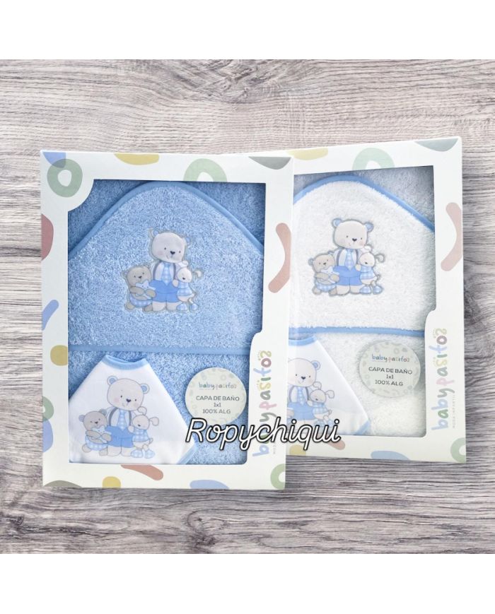 Capa de baño 1x1 m algodón con babero Babypasitos 1215