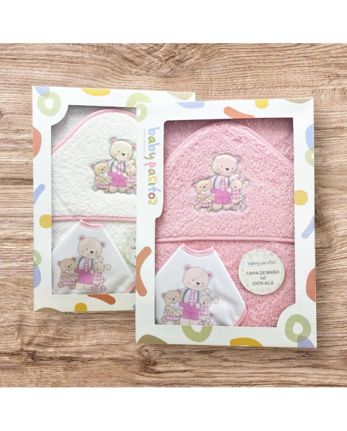 Capa de baño 1x1 m algodón con babero Babypasitos 1215