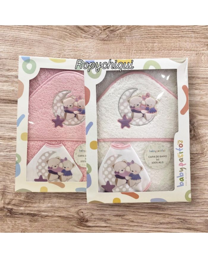 Capa de baño 1x1 m algodón con babero Babypasitos 1214