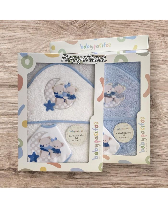 Capa de baño 1x1 m algodón con babero Babypasitos 1214