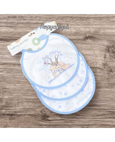 Babero con PVC oso 20x20 cm 3 unidades Babypasitos 103