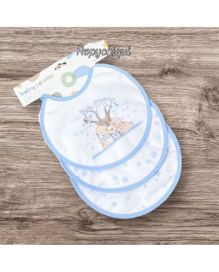 Babero con PVC oso 20x20 cm 3 unidades Babypasitos 103