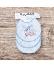 Babero con PVC barco 20x20 cm 3 unidades Babypasitos 104
