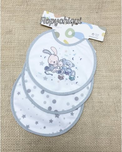 Babero con PVC juguetes 20x20 cm 3 unidades Babypasitos 86