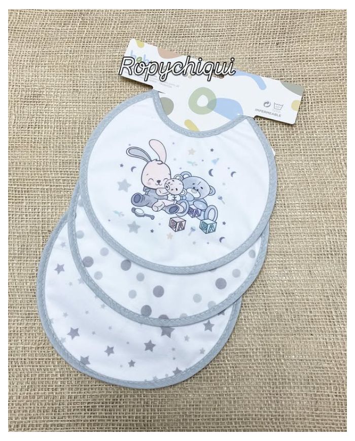 Babero con PVC juguetes 20x20 cm 3 unidades Babypasitos 86