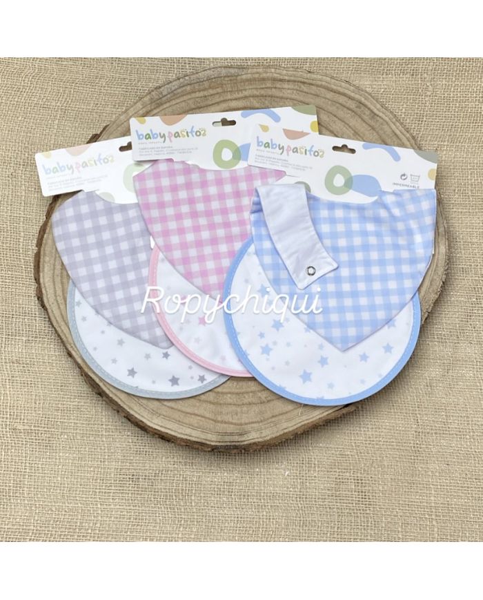 Pack Babero con PVC 20x20 y bandana con tejido impermeable Babypasitos 111