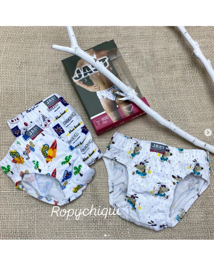 Pack de 3 Slip estampado 100% algodón 400