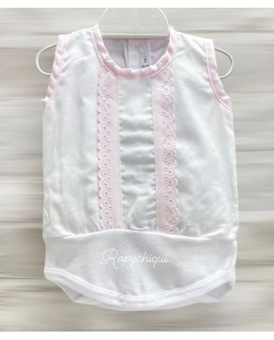 Oferta Body camisa BLANCO/ROSA 19052🔴