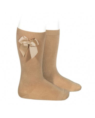 Calcetin alto algodón con lazo grogrén lateral CAMEL