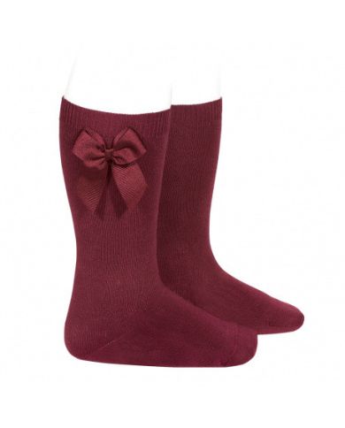 Calcetin alto algodón con lazo grogrén lateral GRANATE