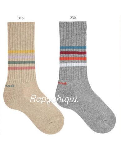 Calcetín canalé Fantasía líneas Cóndor 26422