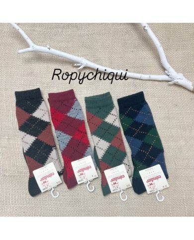Calcetín alto rombos intarsia Cóndor 19992