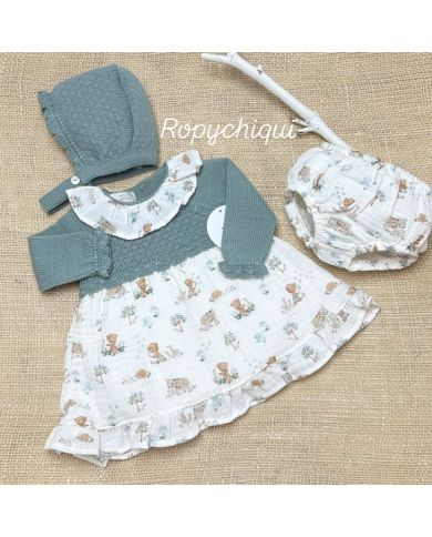 Jesusín 3 piezas Bambula Bebe Punt VERDE 25156