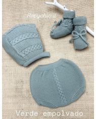Conjunto 3 piezas Capota, Braga y Botitas