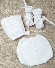 Conjunto 3 piezas Capota, Braga y Botitas