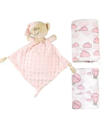 Set 3 piezas dou-dou con dos muselinas 80x80 cm 10670