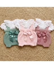 Conjunto 2 piezas cuello puntilla y camisa plumeti 595