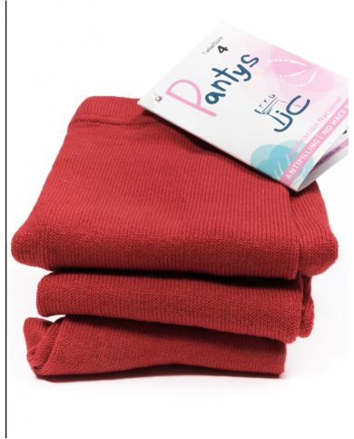Leotardos lisos de algodón JC "no hace bolas" ROJO