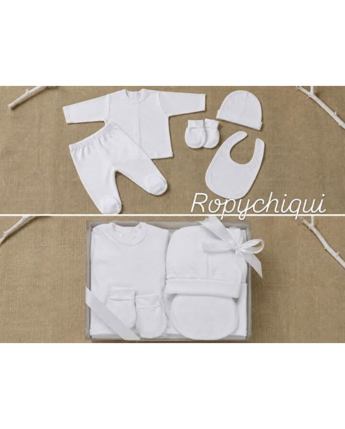 Set regalo 5 piezas liso blanco algodón sg21
